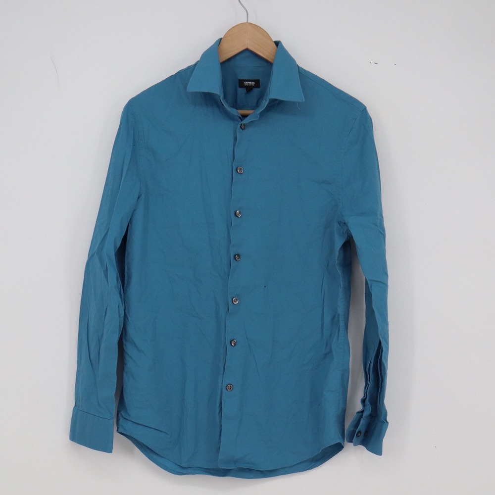 Express Shirt Mens S Extra Slim 1MX Blue Button-down Long Sleeve Excellent